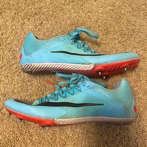 Nike sprinting spikes, womens 6 (true to size), blue with red on bottom